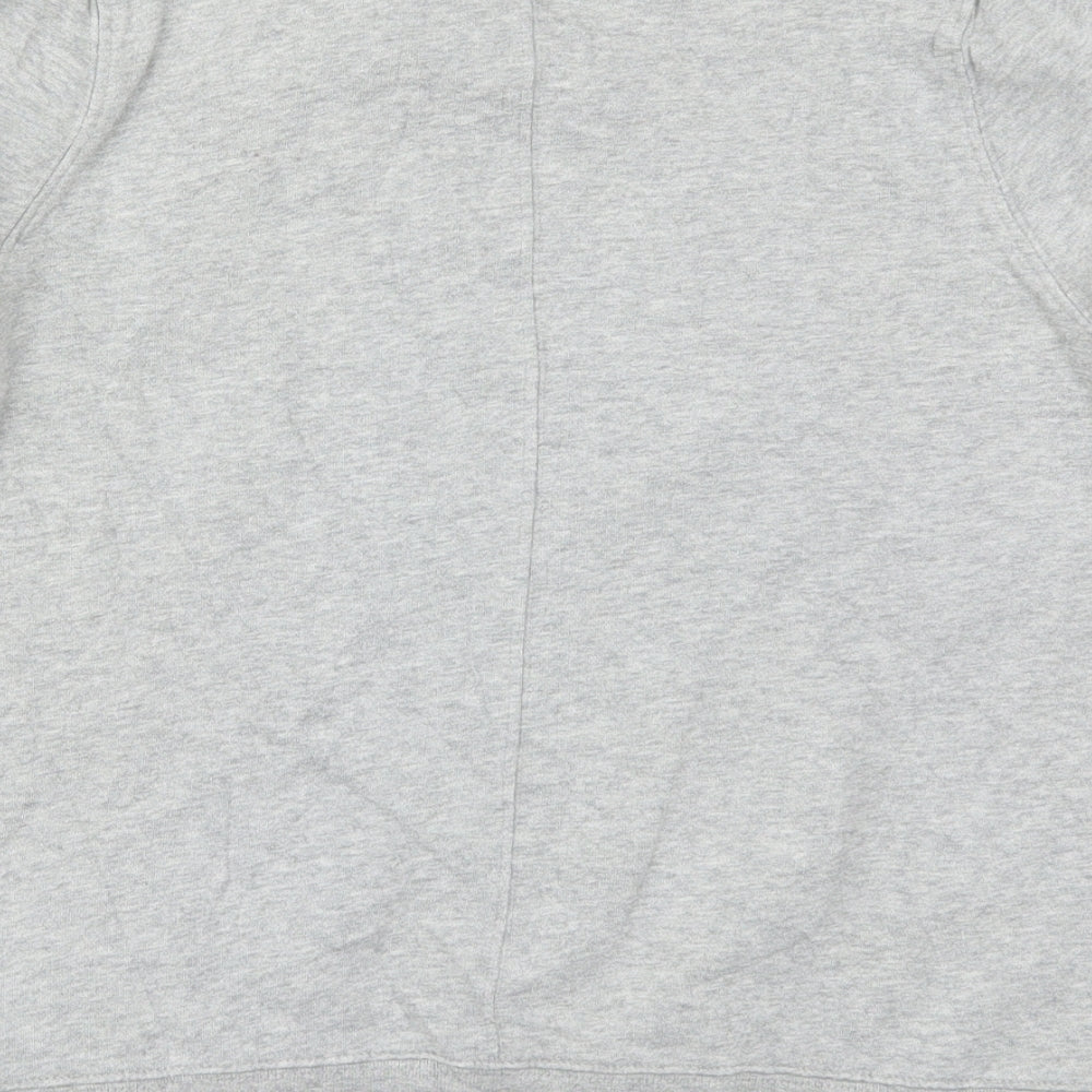 Brand and care label for Gap women’s grey cotton pullover sweatshirt, size XS, pullover