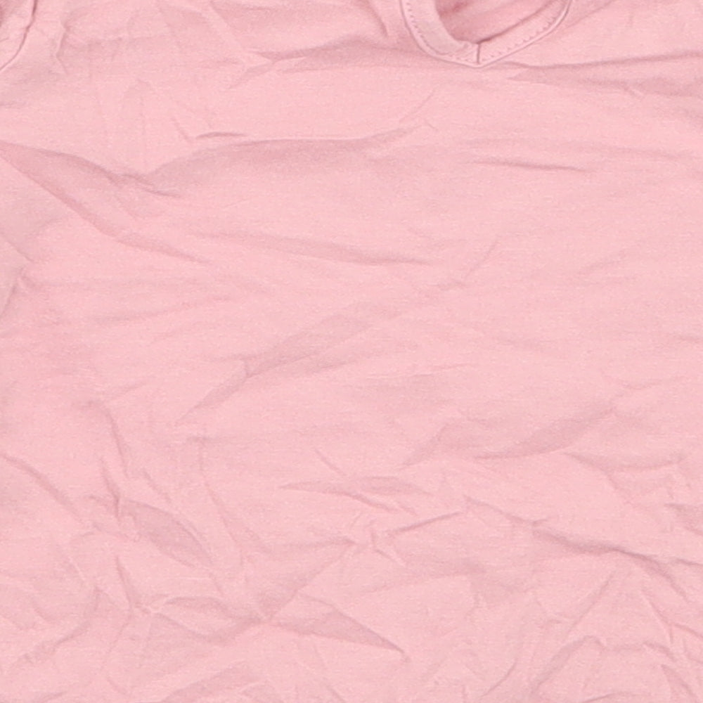 H&M Girls Pink 100% Cotton Jersey T-Shirt Size 6-9 Months Round Neck Button - Love is our power