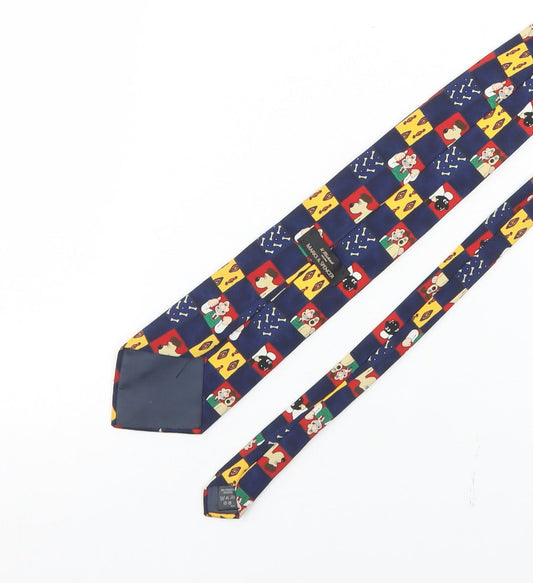 Marks and Spencer Mens Blue Geometric Polyester Pointed Tie One Size - Wallace And Gromit