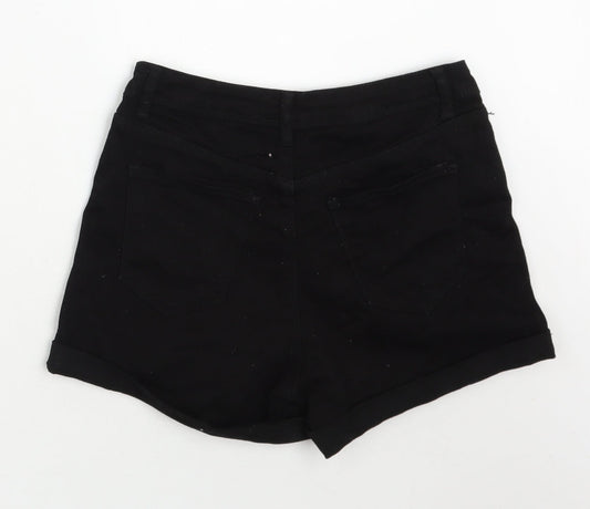 SheIn Womens Black Cotton Mom Shorts Size 10 L3 in Regular Zip