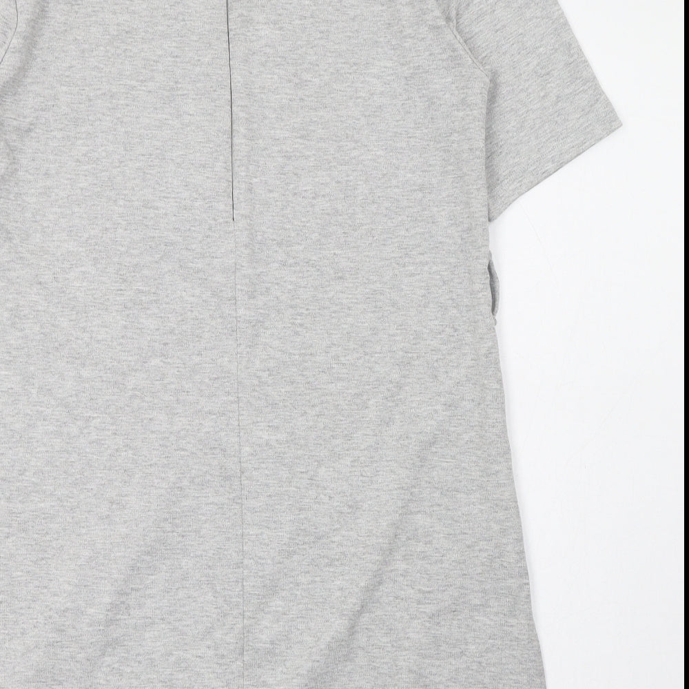Autograph Womens Grey Viscose T-Shirt Dress Size 10 Round Neck Zip