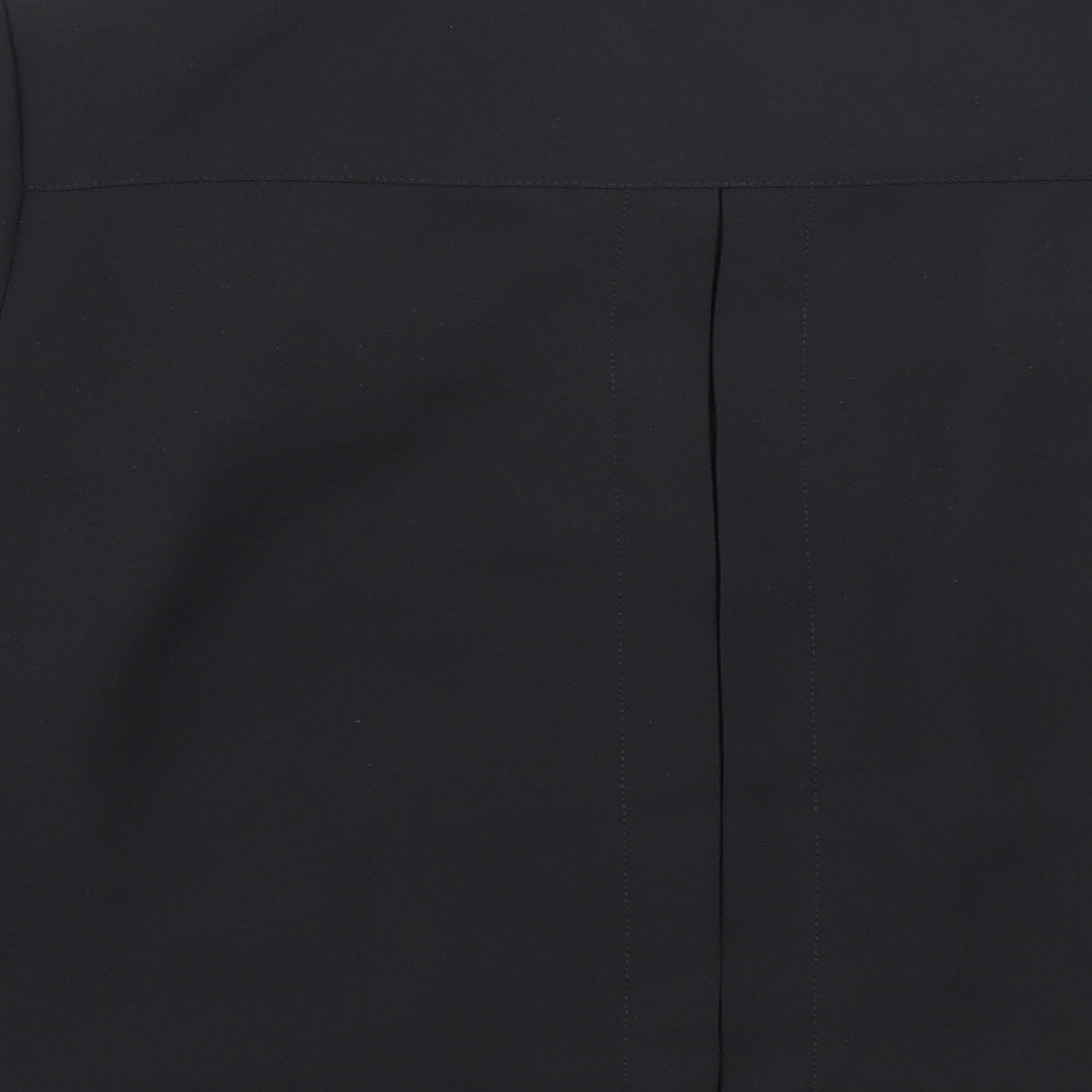 Brand and care label for Maggy London women’s black jacket, size UK 10, button