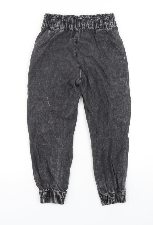 F&F Girls Black Cotton Straight Jeans Size 5-6 Years Regular