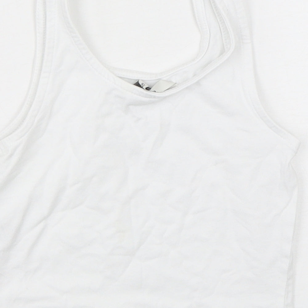 George Girls White Cotton Cropped Tank Size 5-6 Years Round Neck Pullover