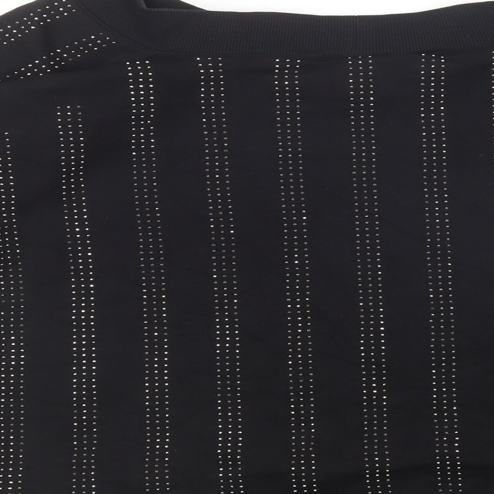 Brand and care label for River Island women’s black cotton pullover sweatshirt, size XS, pullover