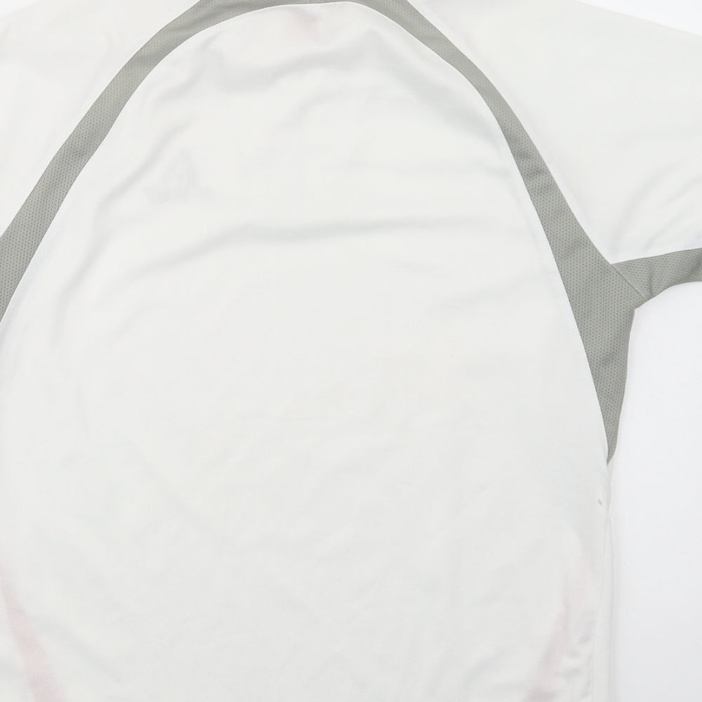 Ashaway Mens White Colourblock Polyester Polo Size S Collared Zip