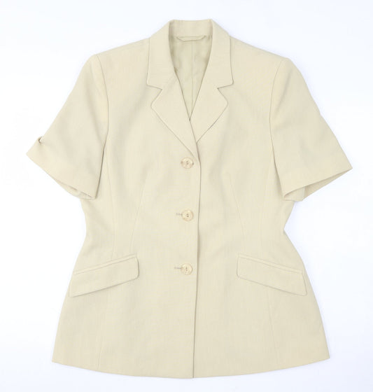 Additional front view of BHS women’s beige 100% polyester jacket suit jacket, size UK 14