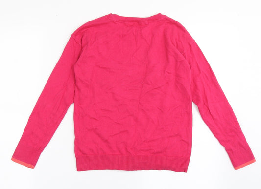 Gap Girls Pink Round Neck 100% Cotton Pullover Jumper Size M Pullover - Star