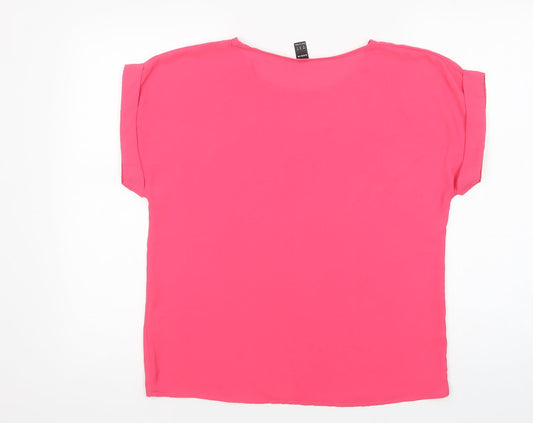 SheIn Womens Pink Polyester Basic Blouse Size M Crew Neck