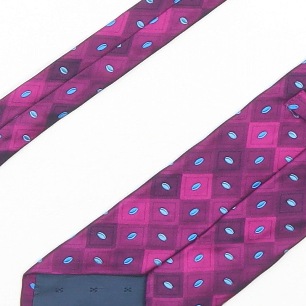 Marks and Spencer Mens Purple Geometric Silk Pointed Tie One Size