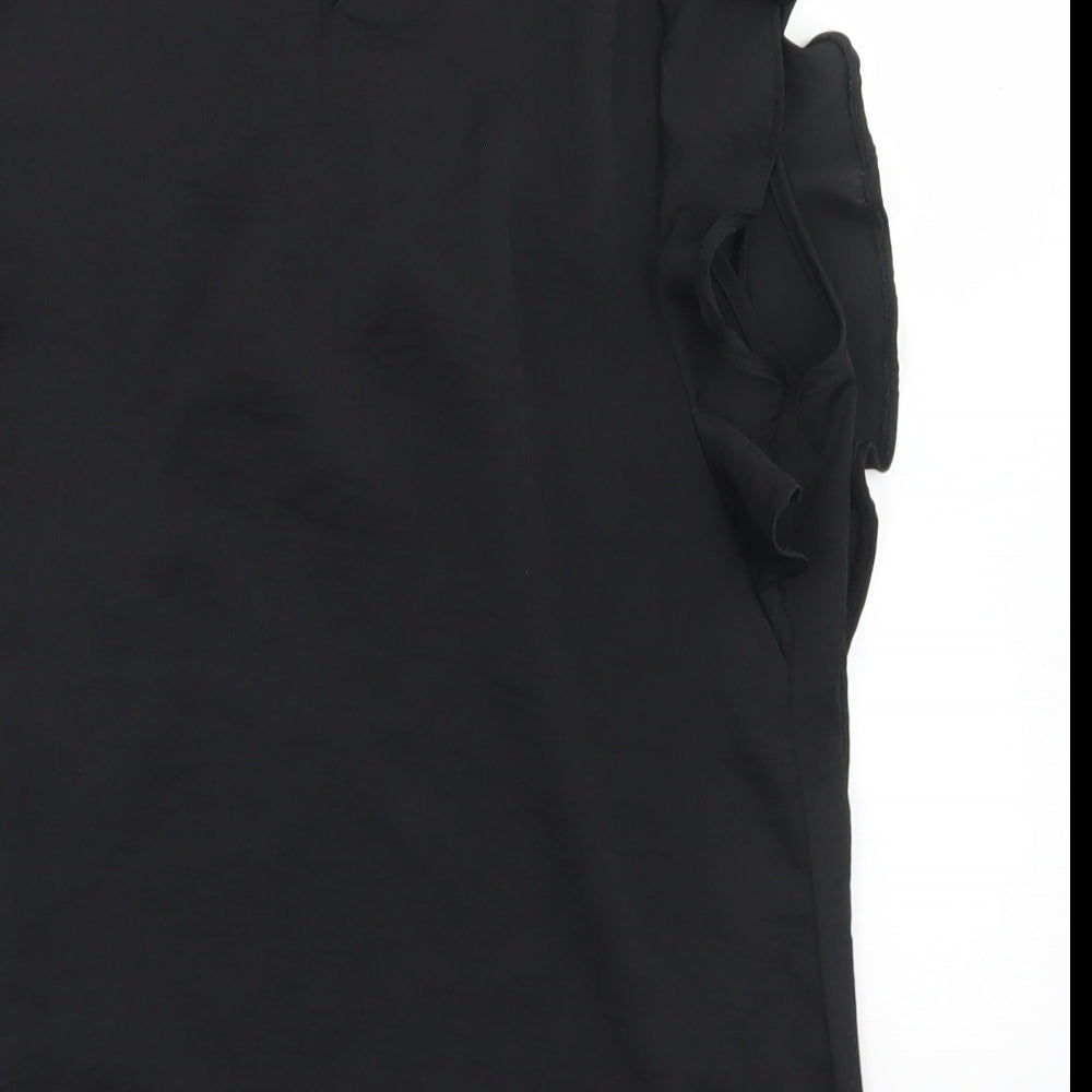 Boohoo Womens Black Polyester Basic Blouse Size 10 Round Neck