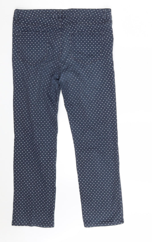 Monsoon Womens Blue Polka Dot Cotton Straight Jeans Size 10 L26 in Slim Zip