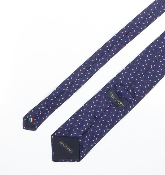 PROFUOMO Mens Blue Geometric 100% Silk Pointed Tie One Size