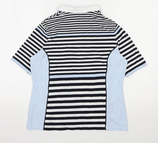 Basler Womens Blue Striped Cotton Jersey T-Shirt Size 14 Henley