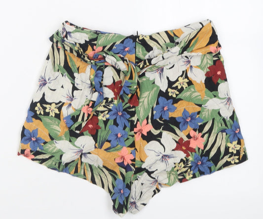 Pull&Bear Womens Multicoloured Floral Viscose Wrap Shorts Size S  Regular Zip