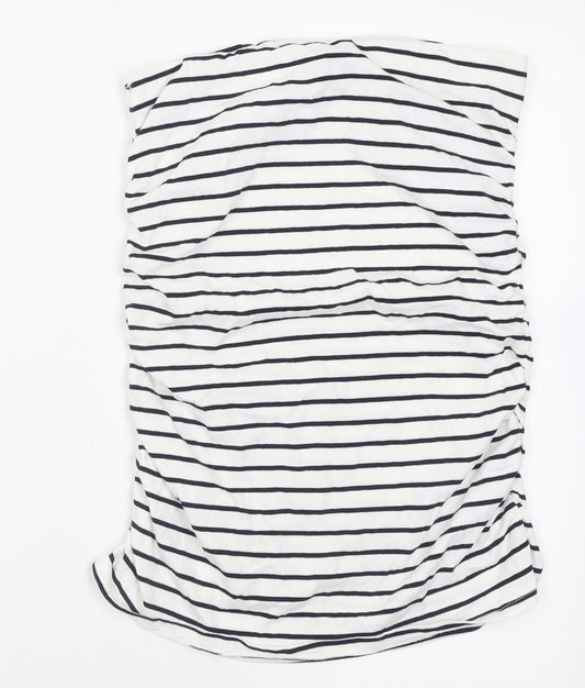 Dorothy Perkins Womens White Striped Cotton Straight & Pencil Skirt Size 12 - Ruched Sides