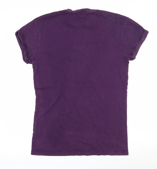 New Look Mens Purple Cotton T-Shirt Size XS Crew Neck