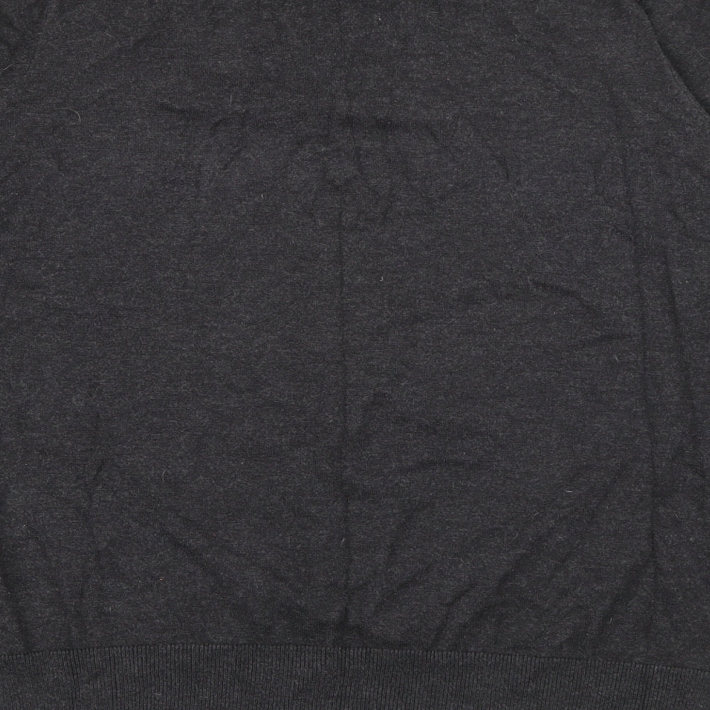 Marks and Spencer Mens Grey V-Neck Cotton Pullover Jumper Size M