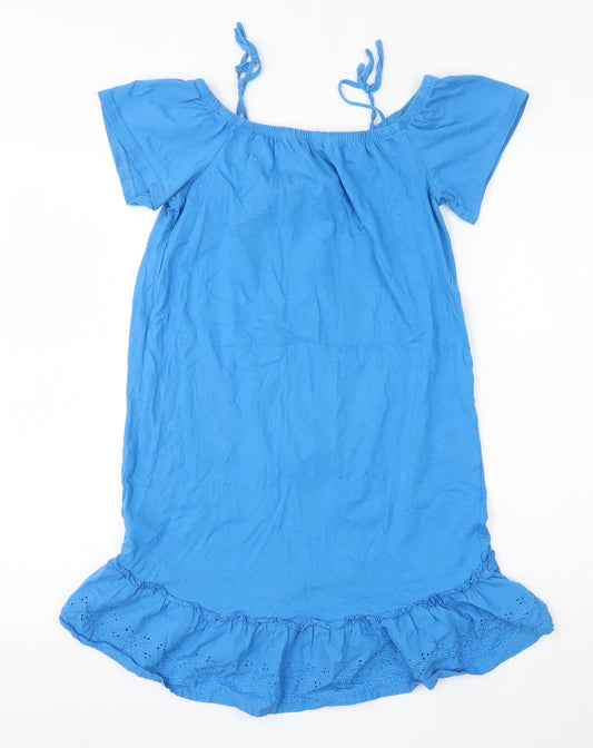 Papaya Womens Blue 100% Cotton Basic T-Shirt Size 8 Scoop Neck