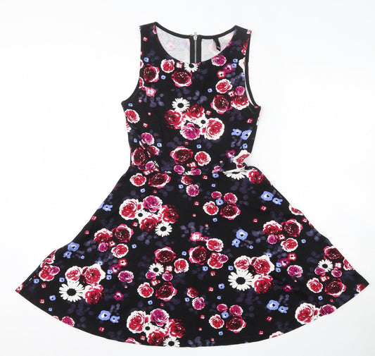 Divided Womens Multicoloured Floral Viscose Bodycon Size XS Round Neck