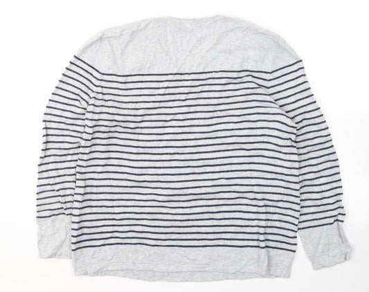 Gerry Weber Womens Grey Round Neck Striped Acrylic Pullover Jumper Size 12