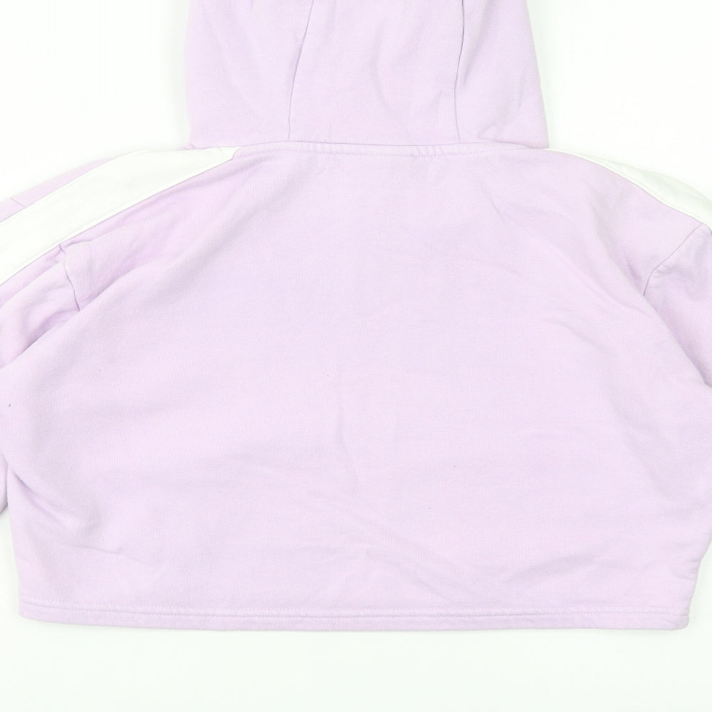 Brand and care label for Ellesse women’s purple cotton pullover hoodie, size UK 8, pullover - cropped