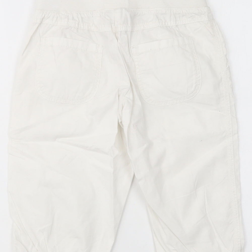NEXT Girls White Cotton Chino Trousers Size 9 Years Regular Drawstring