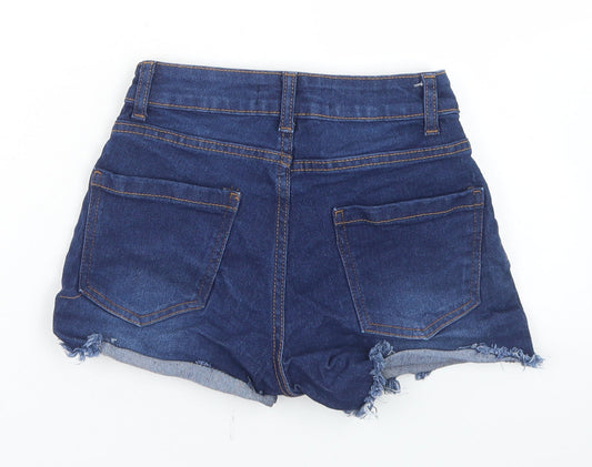 Denim Co Womens Blue Cotton Hot Pants Shorts Size 6 L3 in Regular Button