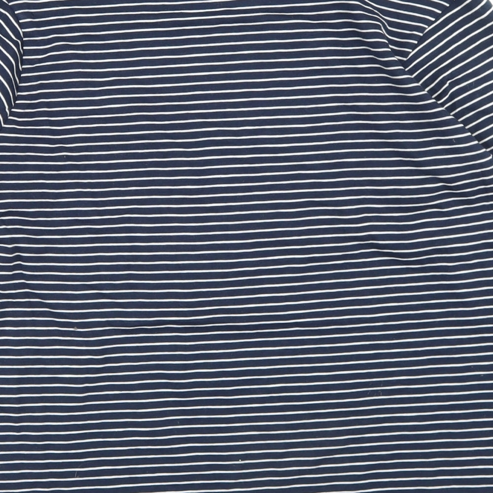 Outfit Girls Blue Striped Cotton Basic T-Shirt Size 11 Years Round Neck