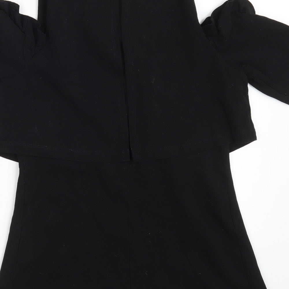 ASOS Womens Black Cotton T-Shirt Dress Size 8 Scoop Neck