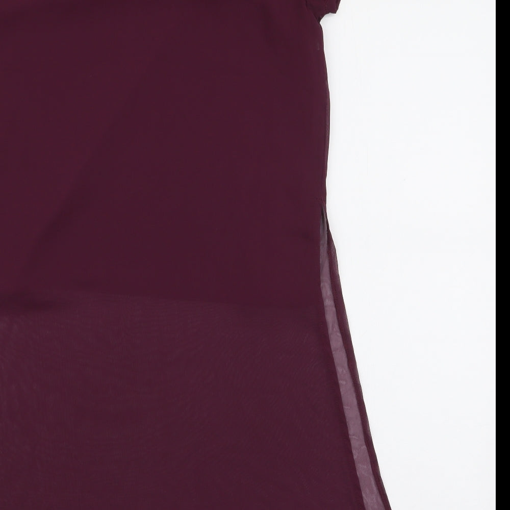 A&G Womens Purple Polyester Basic Blouse Size M Round Neck