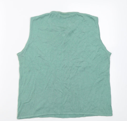 Womens UK Size 14 Preworn Green Vest Jumper