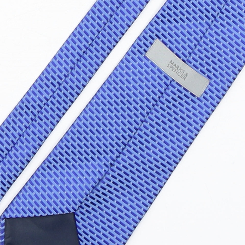 Marks and Spencer Mens Blue Striped Polyester Pointed Tie One Size