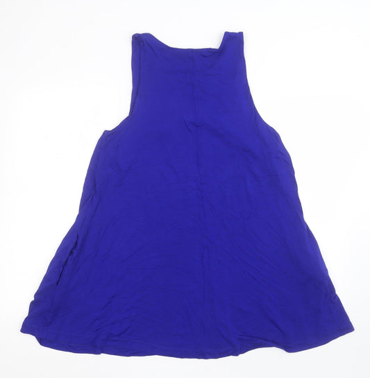 H&M Womens Blue Viscose Tank Dress Size 6 Round Neck Pullover