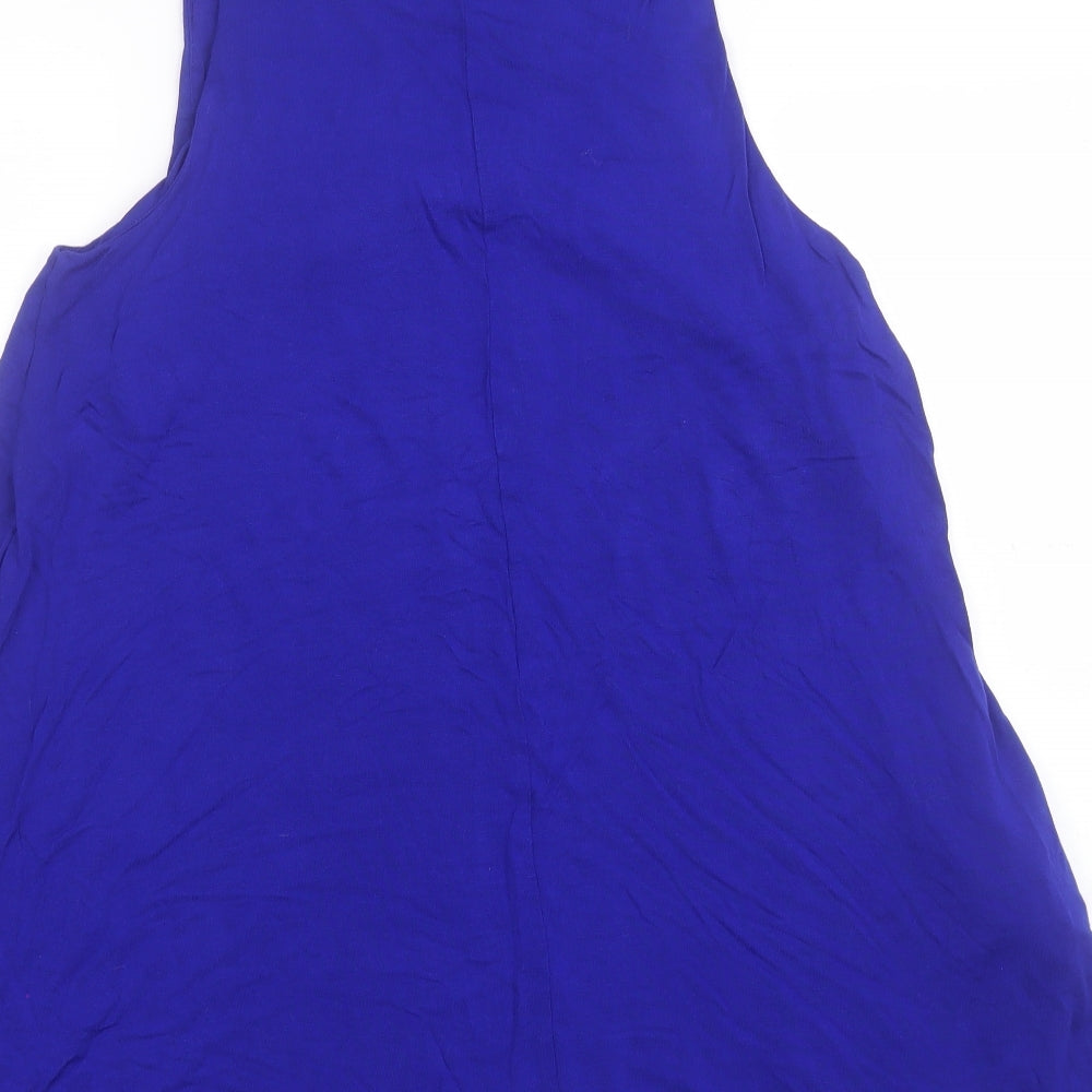 H&M Womens Blue Viscose Tank Dress Size 6 Round Neck Pullover