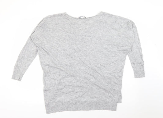 Primark Womens Grey V-Neck Viscose Pullover Jumper Size S