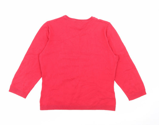 Linea Womens Red Crew Neck Cotton Pullover Jumper Size M