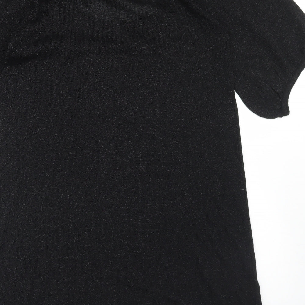 Nouveau Luxe Womens Black Scoop Neck Viscose Tunic Jumper Size 12