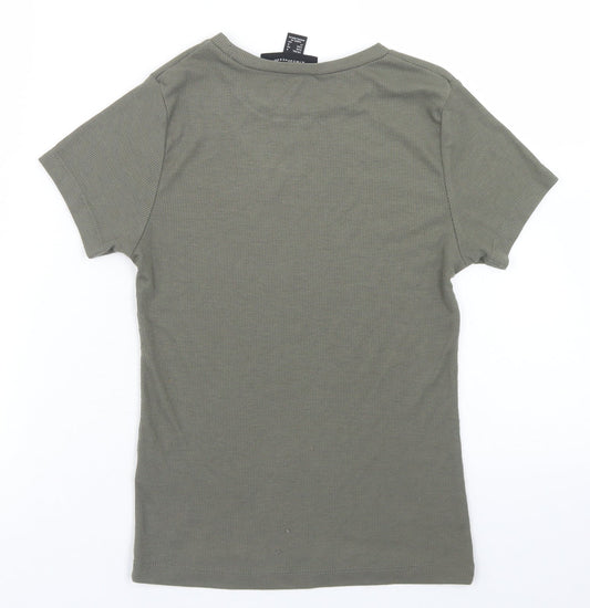 Womens UK Size 8 Atmosphere Green Cropped T-Shirt