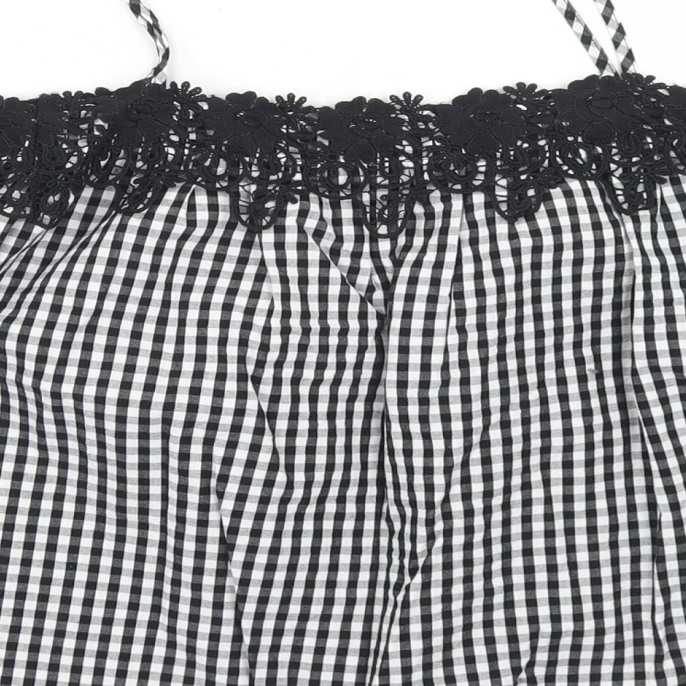 Womens UK Size 8 New Look Black Cropped Blouse