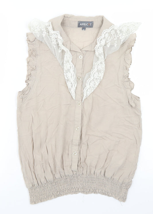 Womens UK Size M Apricot Beige Basic Blouse