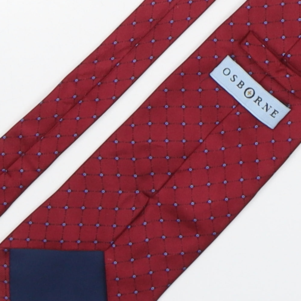 Osborne Mens Red Geometric Silk Pointed Tie One Size