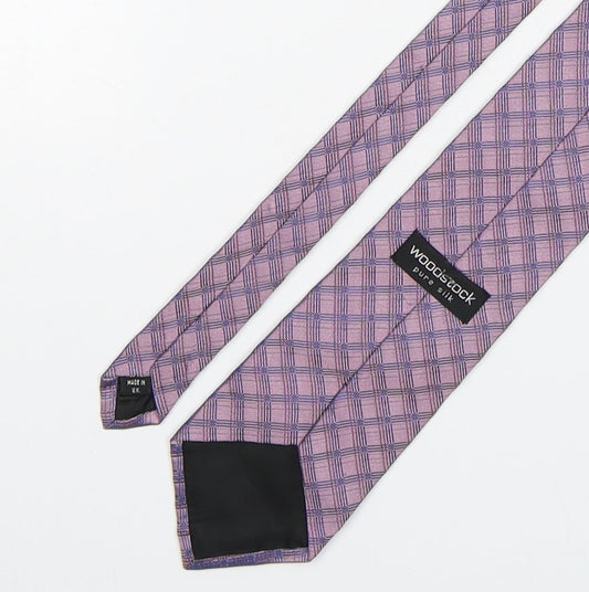 Woodstock  Mens Pink Plaids & Checks Silk Pointed Tie One Size