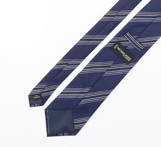 Michelsons Mens Purple Striped Polyester Pointed Tie One Size