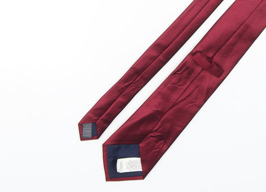 Marks and Spencer Mens Red Striped Polyester Pointed Tie One Size