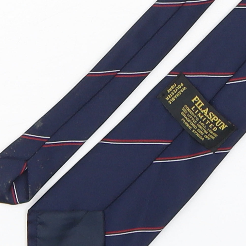 Brand and care label for Filaspun men’s multicoloured striped polyester pointed tie one size - 1999