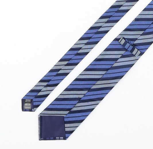 Marks and Spencer Mens Blue Striped Silk Pointed Tie One Size