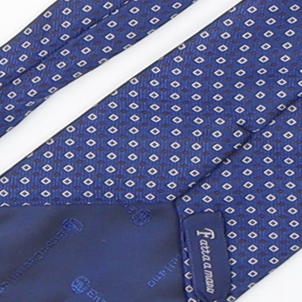Enzo Castellano Mens Blue Geometric Silk Pointed Tie One Size