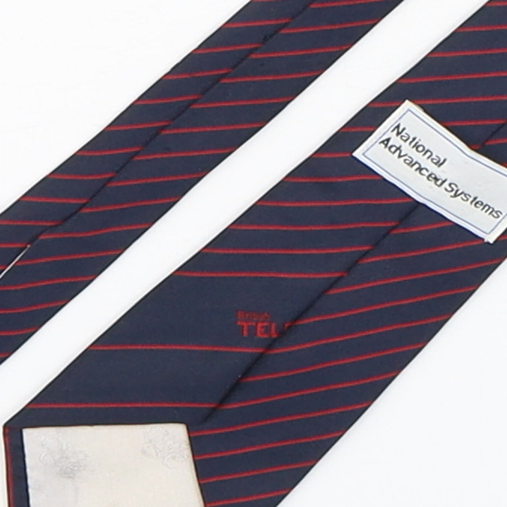 Brand and care label for National Advanced Systems men’s multicoloured striped polyester pointed tie one size