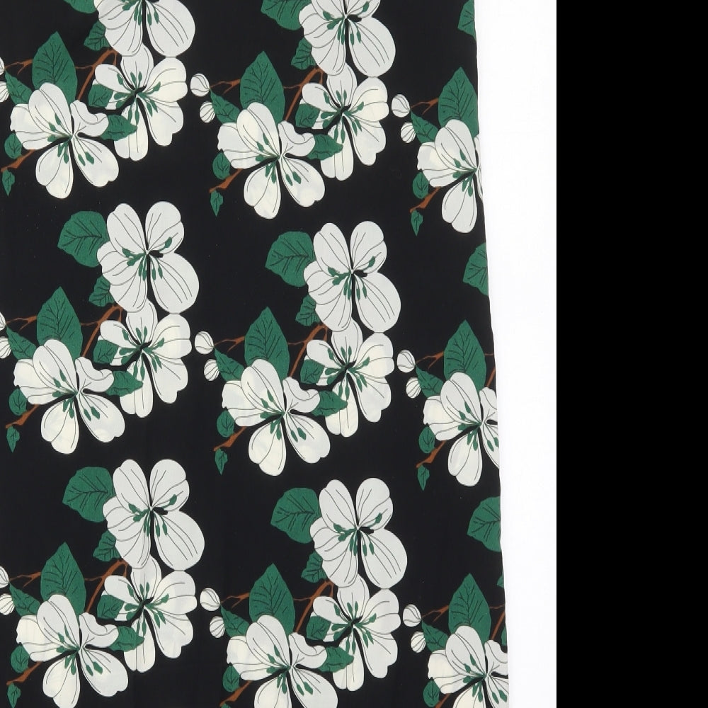 Cameo Rose Womens Black Floral Polyester Tank Dress Size 14 Round Neck Zip - Green
